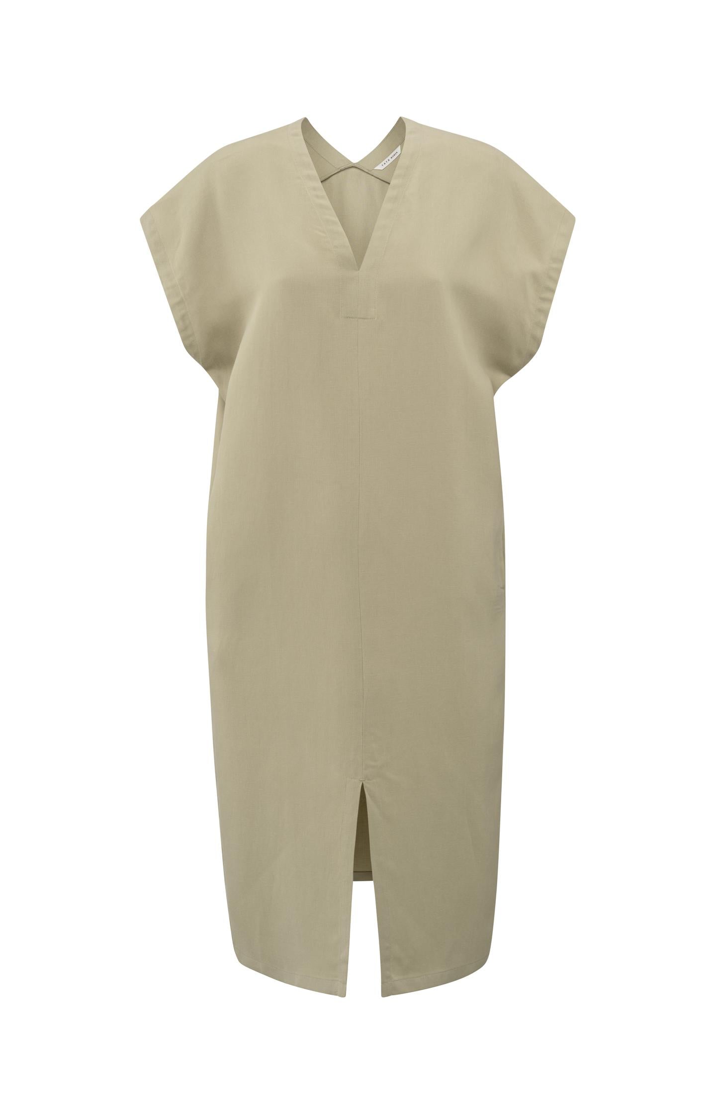 Jurk met dubbele V-hals en split