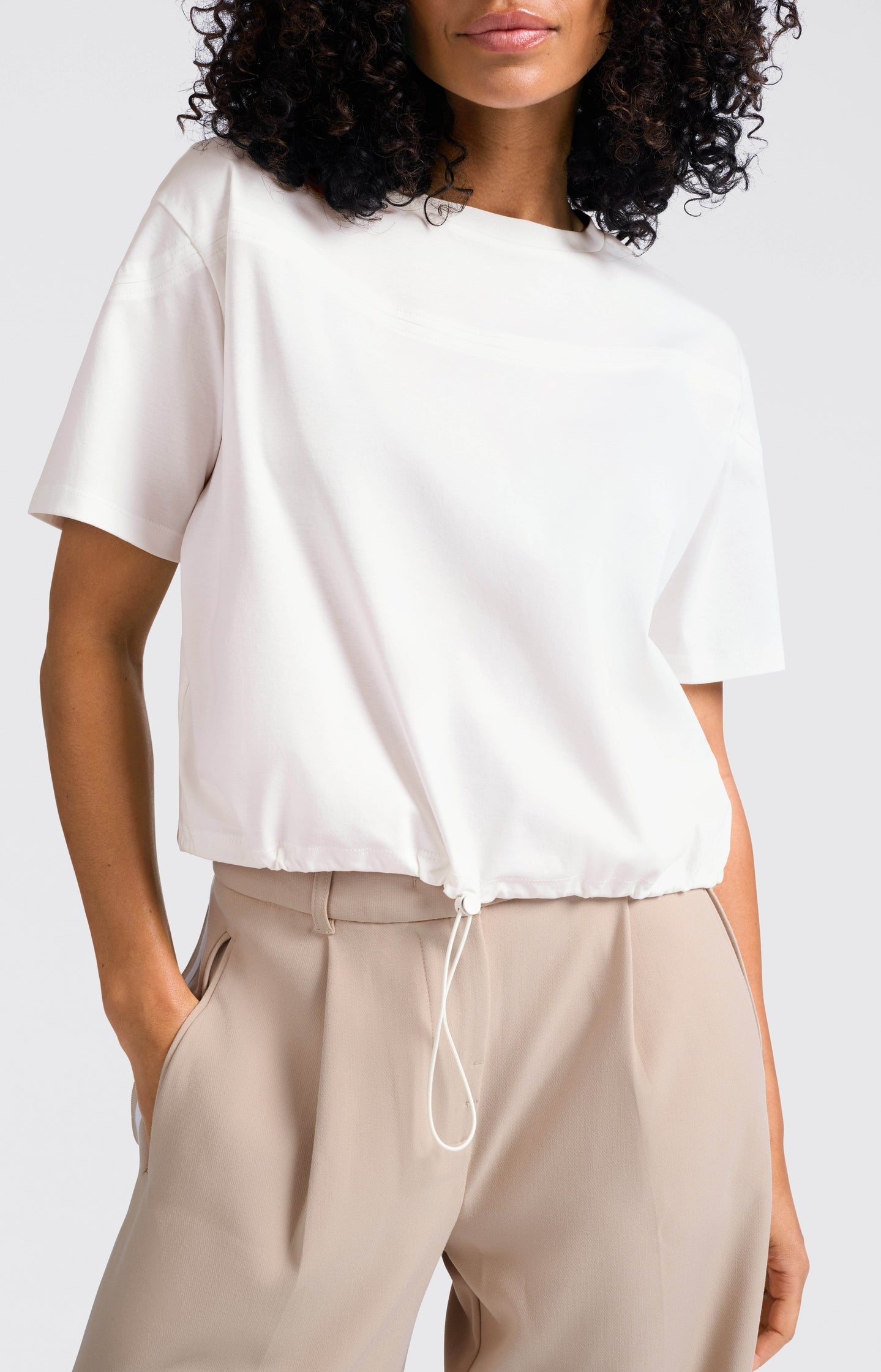 Jersey top met elastisch trekkoord