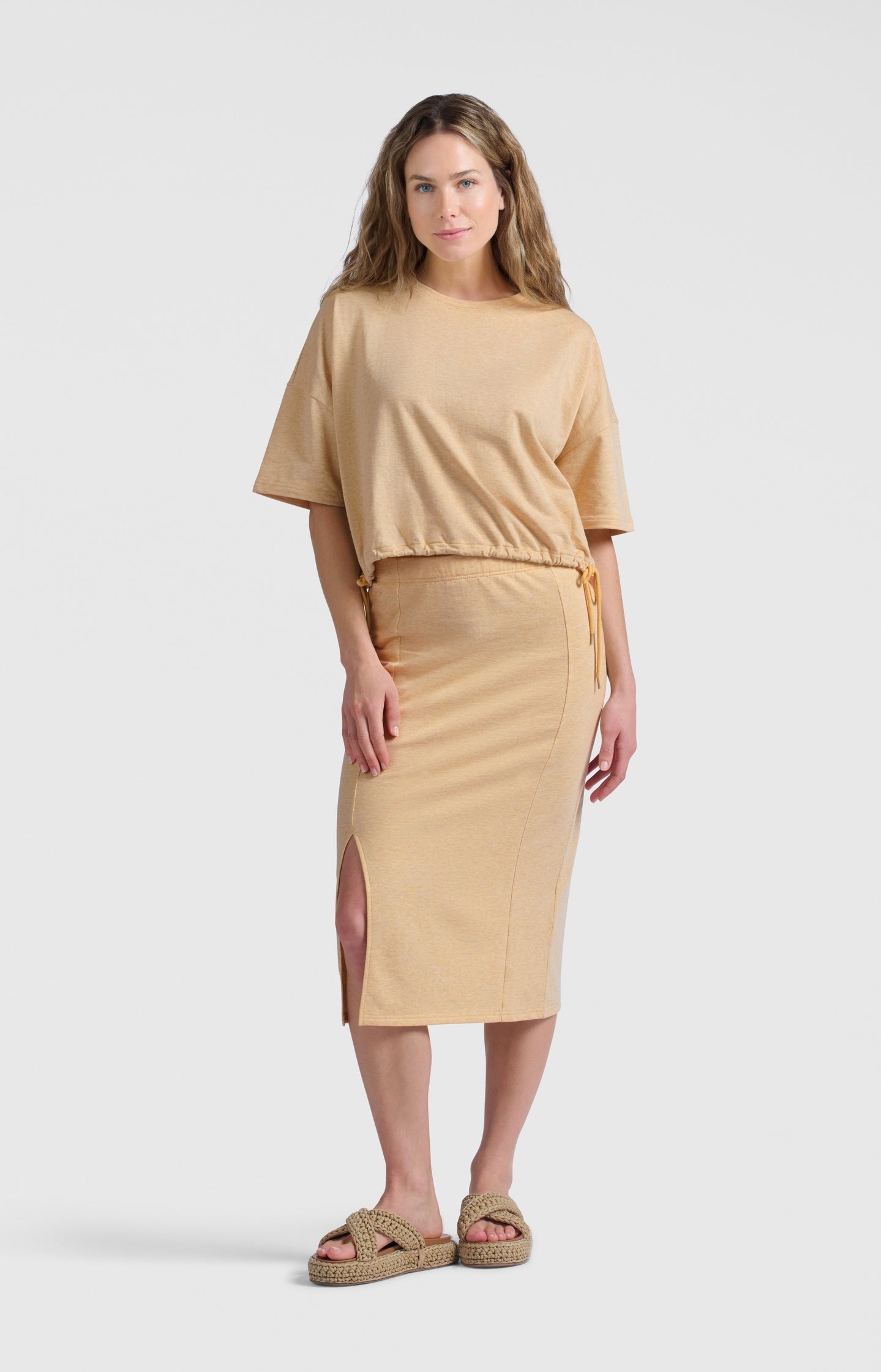 Midi-rok met split en strikdetail