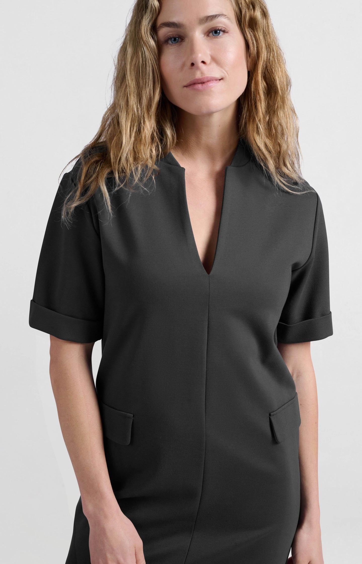 Jersey midi-jurk met zakdetails