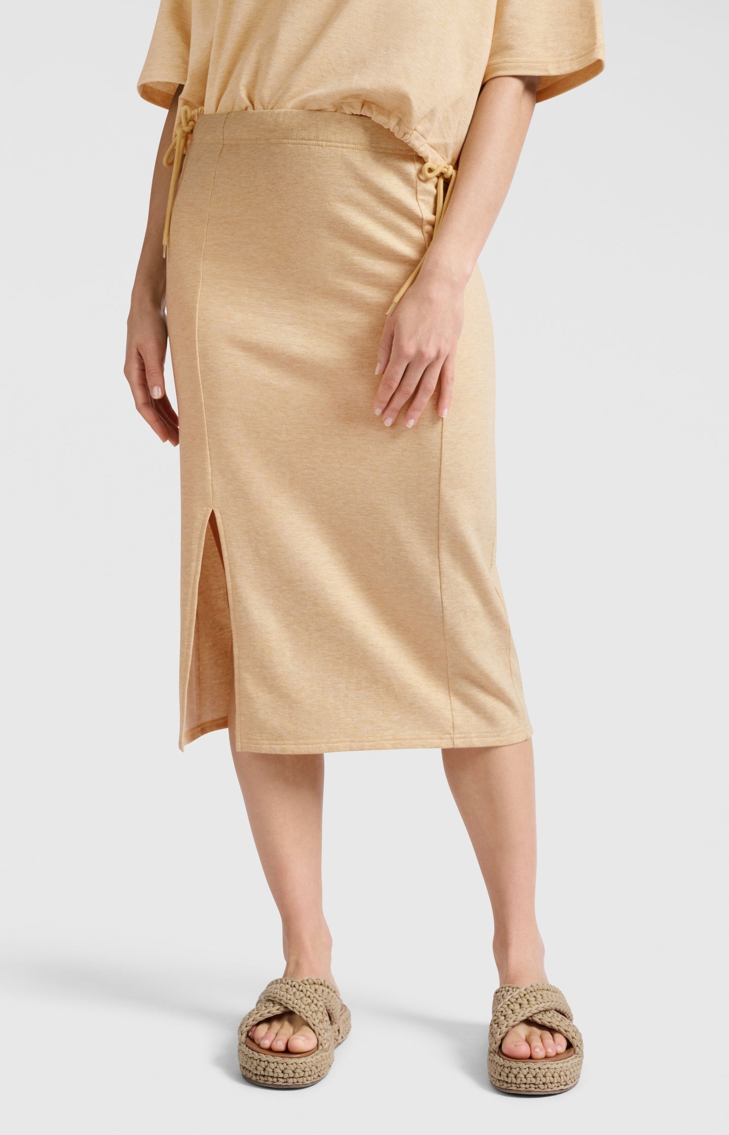 Midi-rok met split en strikdetail